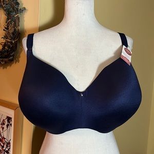 CACIQUE Size 46H Lightly Lined Balconette Underwire Bra NAVY Comfort Cozy $55NEW